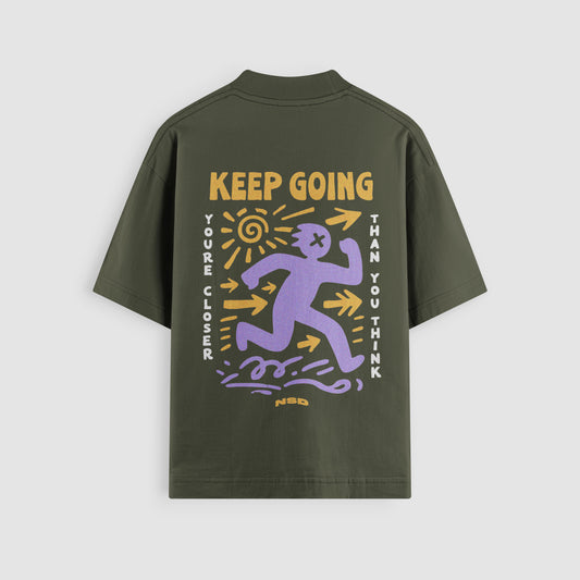 Keep Going Oversized Tee - Olive Back
