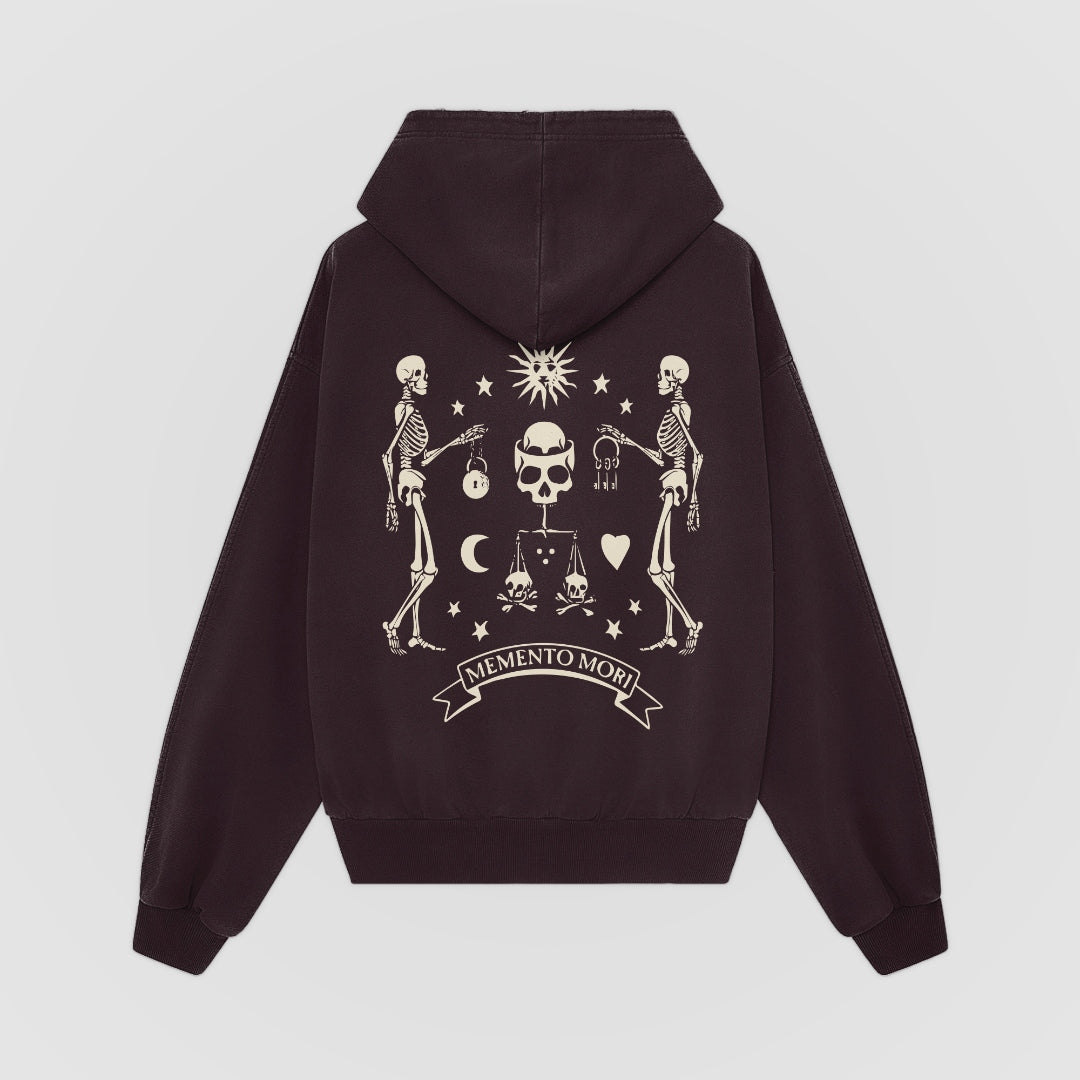 Memento Mori Oversized Hoodie — Bordeaux — Back