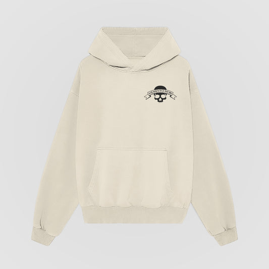 Memento Mori Oversized Hoodie — Cream — Front