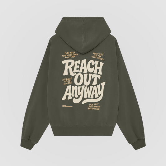 Reach Out Anyway Oversized Hoodie - Olive