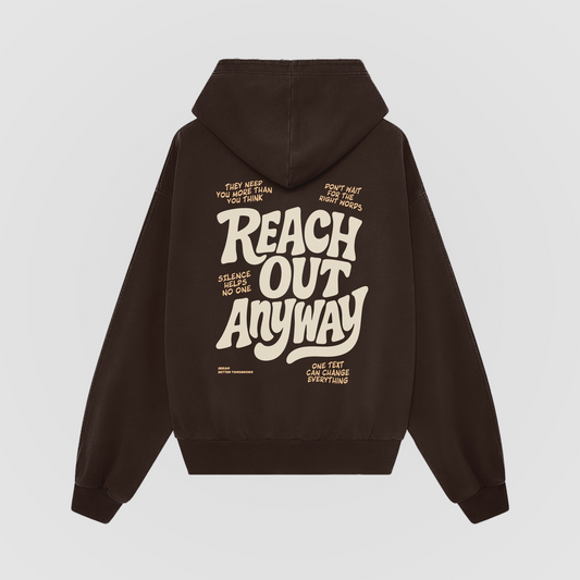 Reach Out Anyway Oversized Hoodie - Saddle Brown