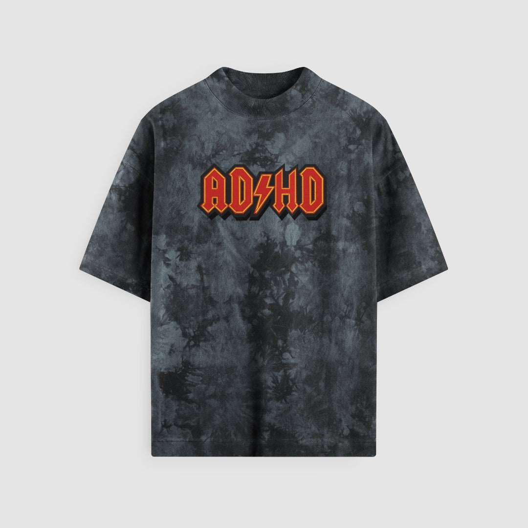 ADHD Tie-Dye Black Oversized Tee