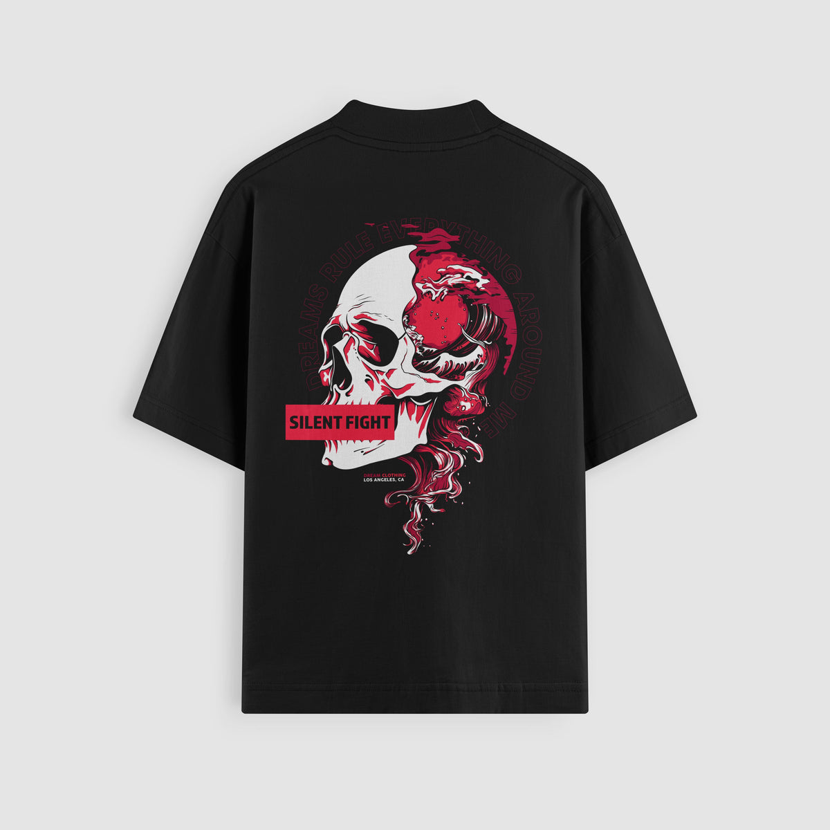 Silent Fight Oversized Tee, back view - DREAM. mental health streetwear