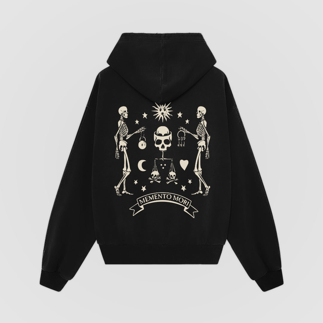 Memento Mori Oversized Hoodie — Black — Back