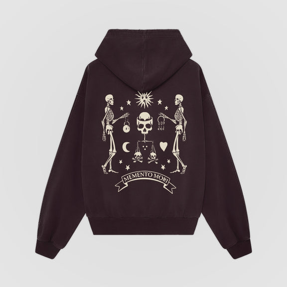 Memento Mori Oversized Hoodie — Bordeaux — Back