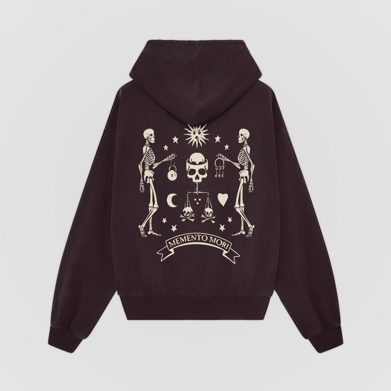 Memento Mori Oversized Hoodie — Bordeaux — Back