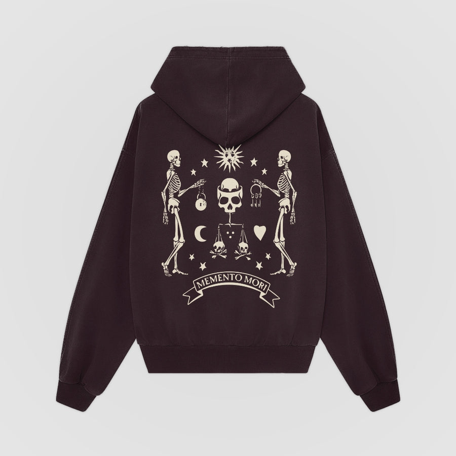 Memento Mori Oversized Hoodie — Mulberry — Back