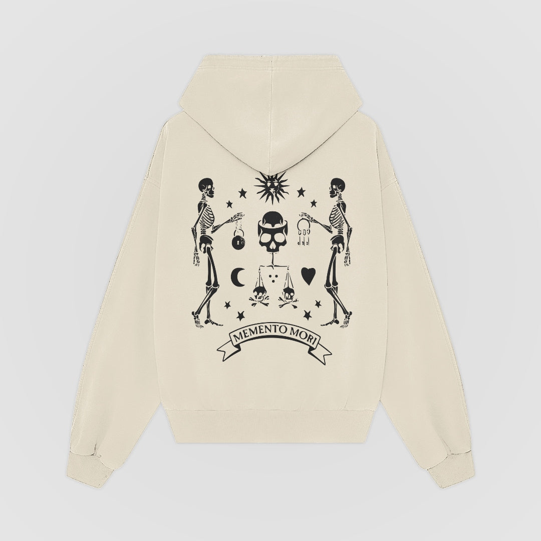 Memento Mori Oversized Hoodie — Cream — Back