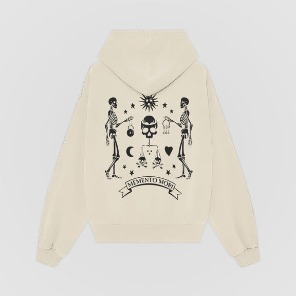 Memento Mori Oversized Hoodie — Cream — Back