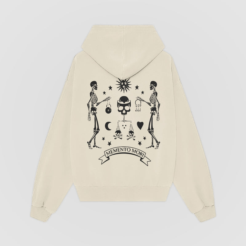 Memento Mori Oversized Hoodie — Cream — Back