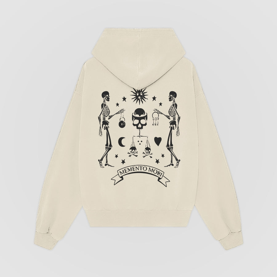 Memento Mori Oversized Hoodie — Cream — Back