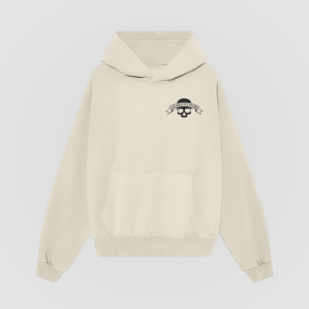 Memento Mori Oversized Hoodie — Cream — Front