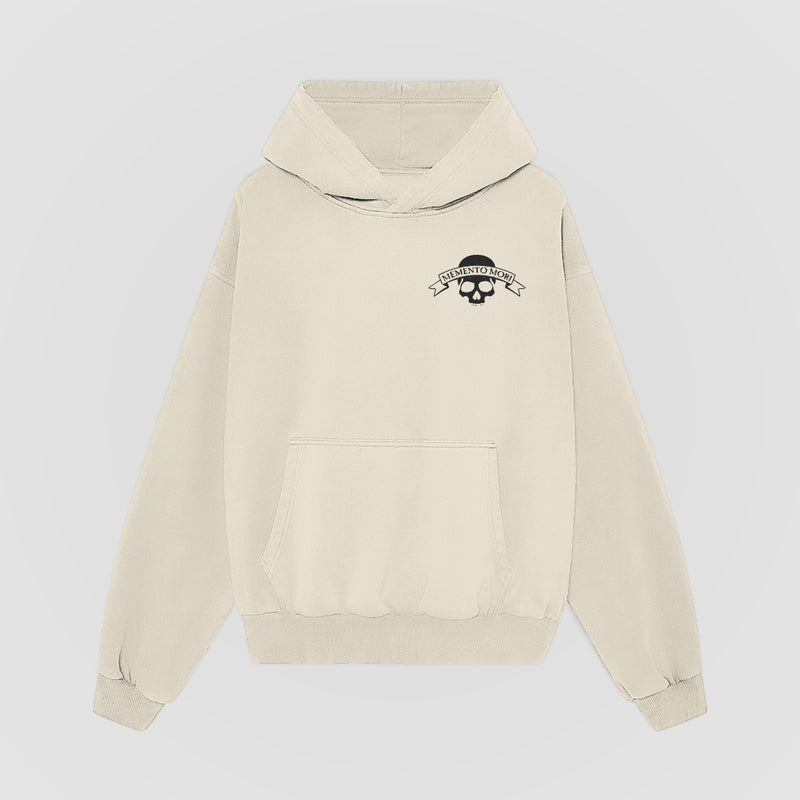 Memento Mori Oversized Hoodie — Cream — Front