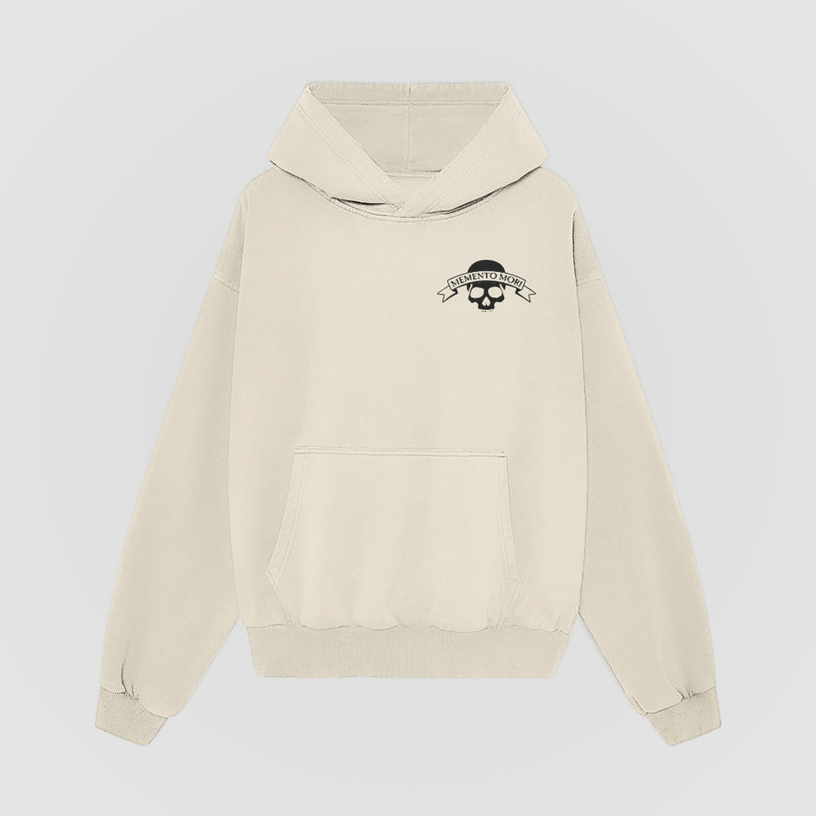 Memento Mori Oversized Hoodie — Cream — Front