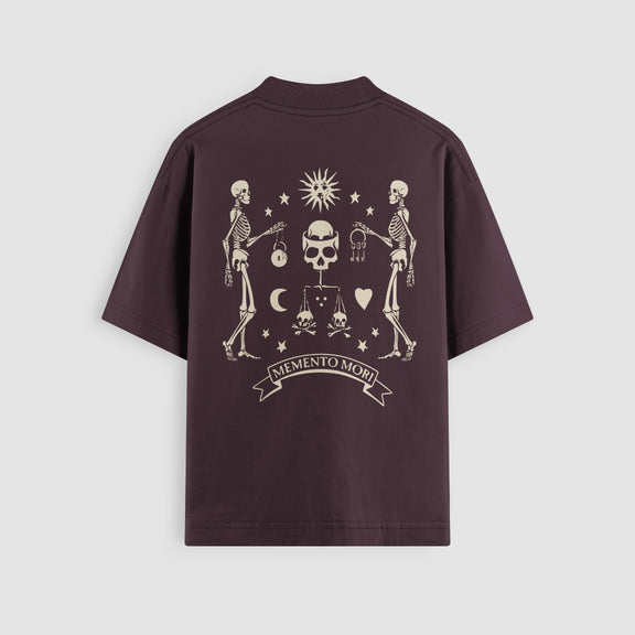 Memento Mori Oversized Tee — Bordeaux — Back