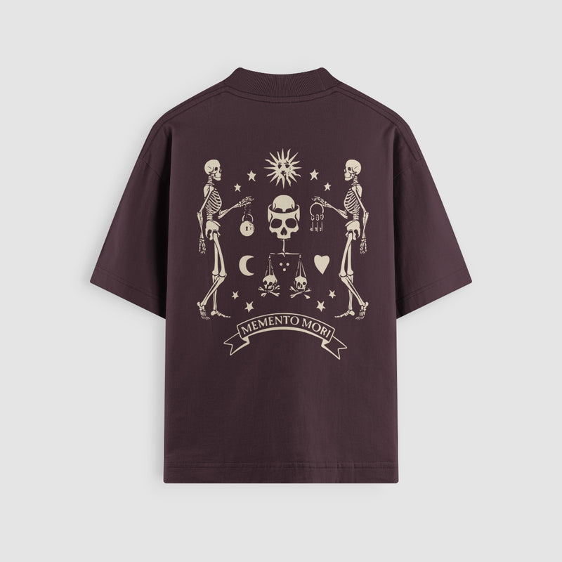 Memento Mori Oversized Tee — Bordeaux — Back
