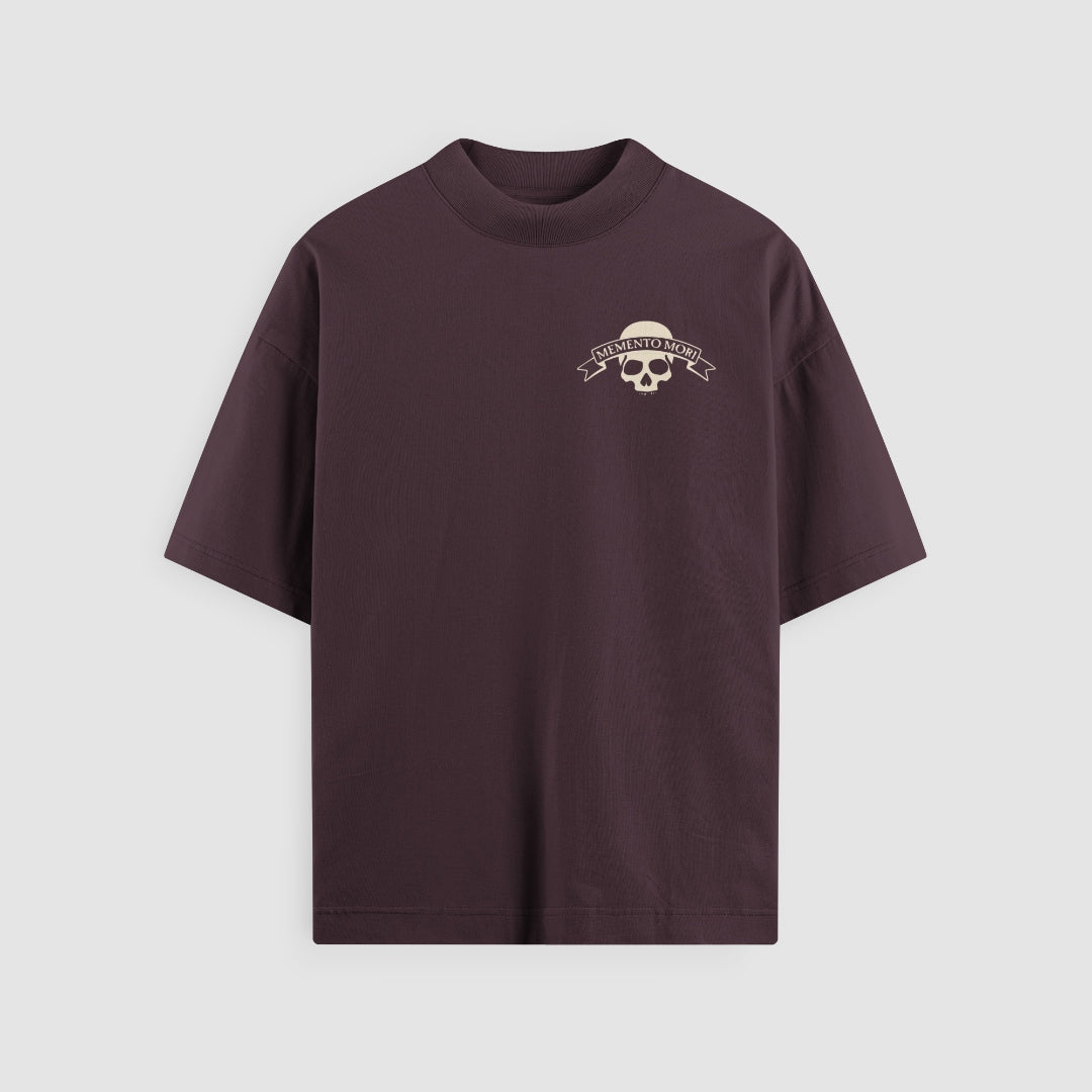 Memento Mori Oversized Tee — Mulberry — Front