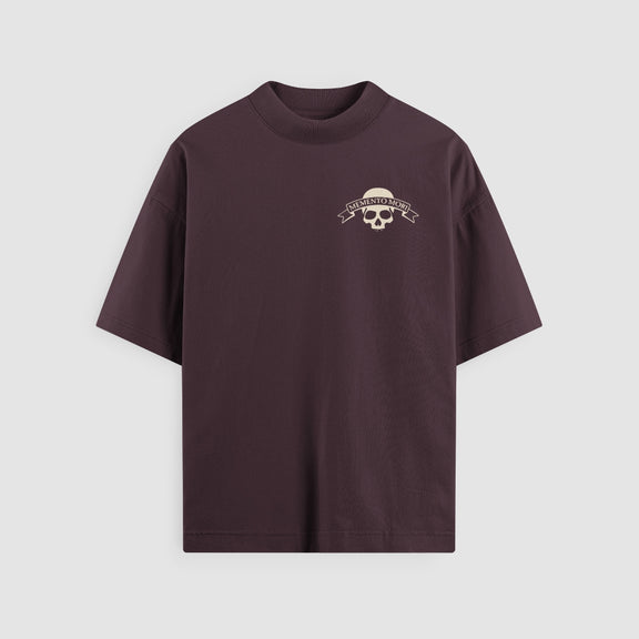 Memento Mori Oversized Tee — Bordeaux — Front