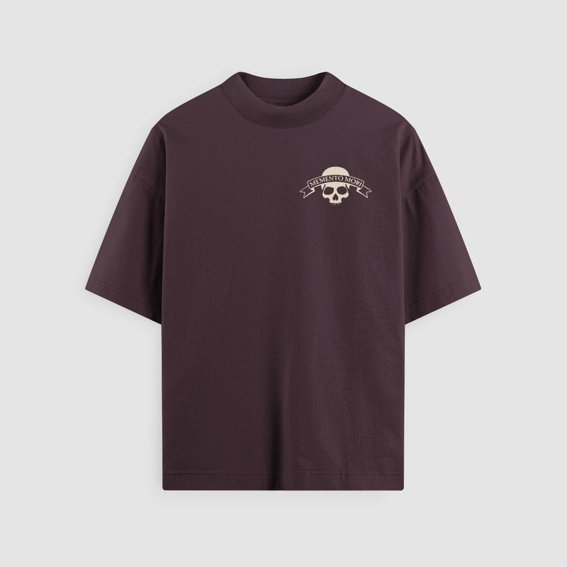 Memento Mori Oversized Tee — Bordeaux — Front