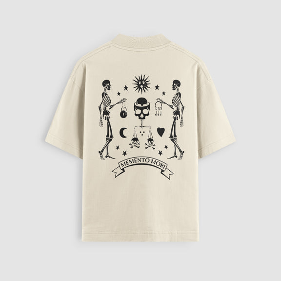 Memento Mori Oversized Tee — Cream — Back