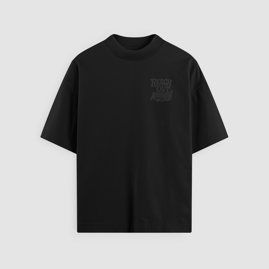 Reach Out Anyway Blackout Oversized Tee (Black Print)