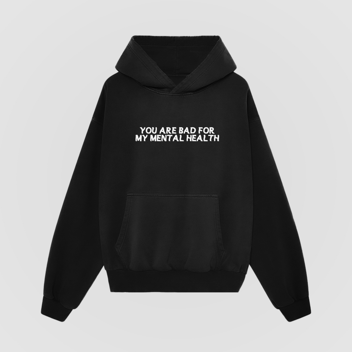 Bad For My Mental Health Oversized Hoodie - Black
