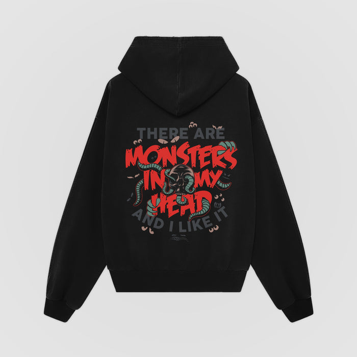 Monsters In My Head Oversized Hoodie (Black) back