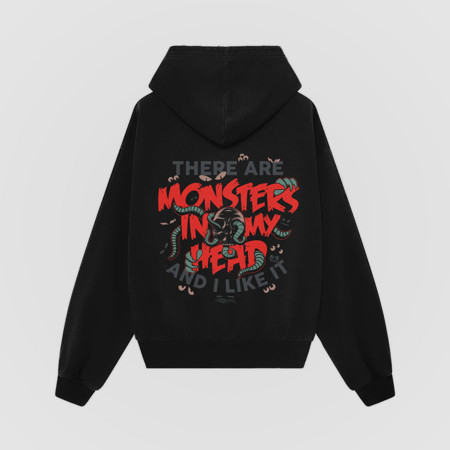 Monsters In My Head Oversized Hoodie (Black) back