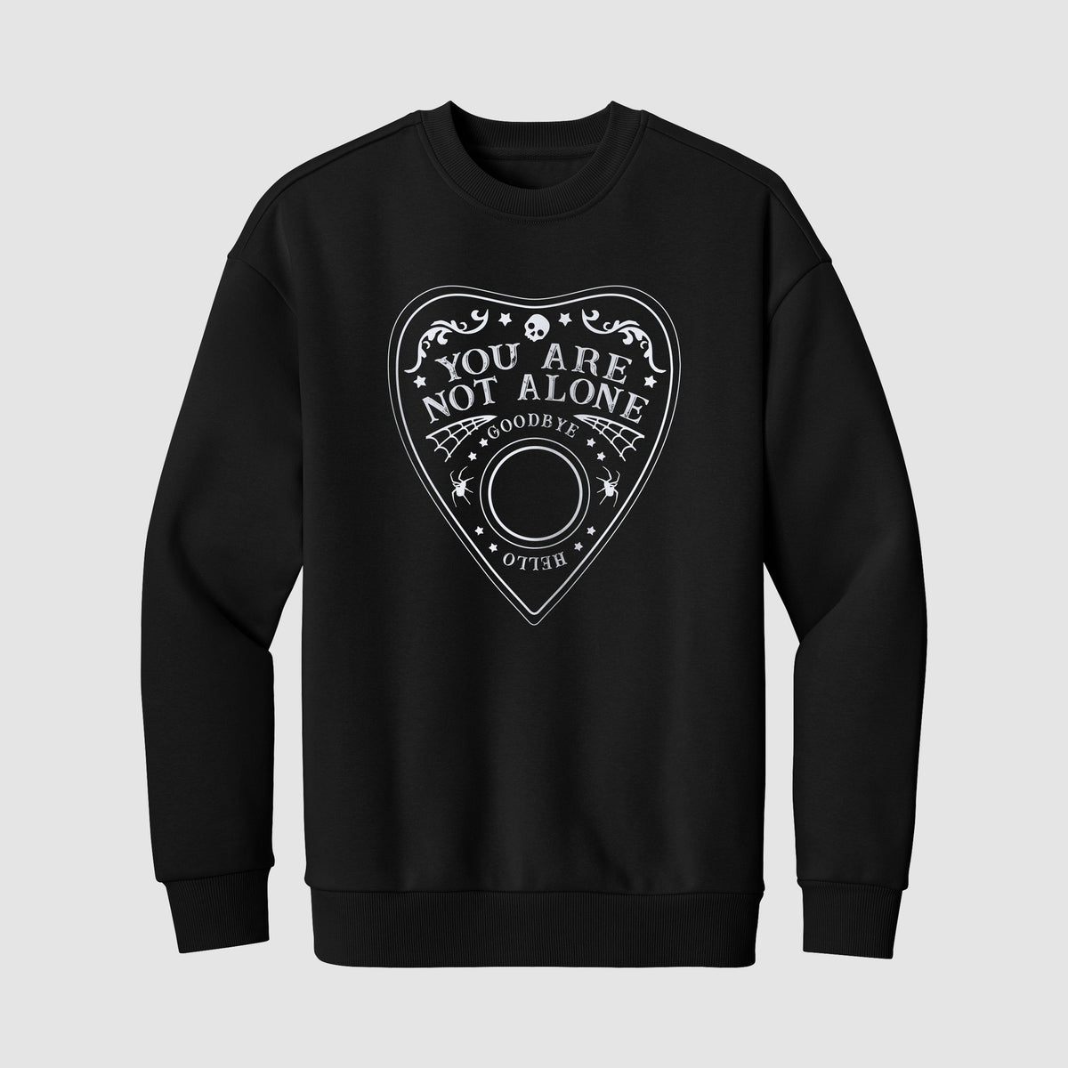 You Are Not Alone Ouija Crewneck (Black) front