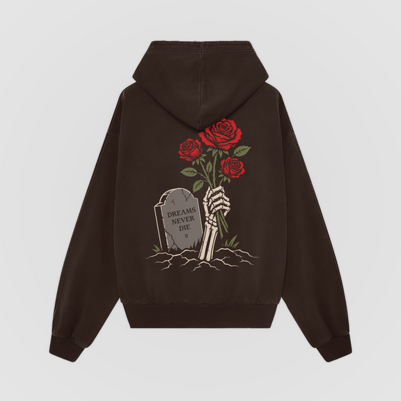Dreams Never Die Oversized Hoodie - Saddle Brown