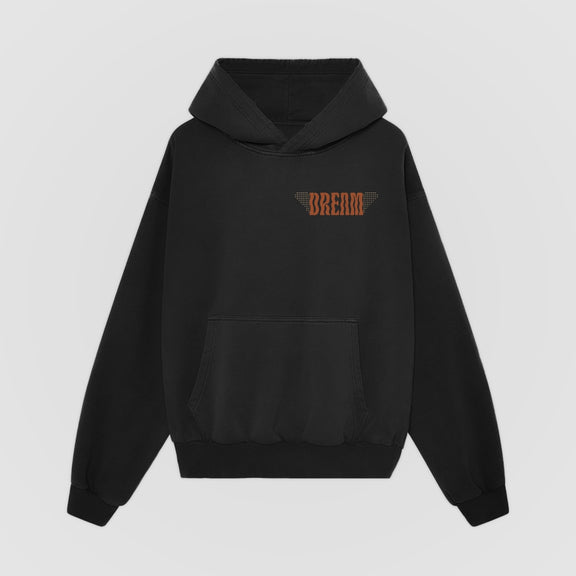 Good Fortune Oversized Hoodie — Black — Front (chest DREAM wordmark)
