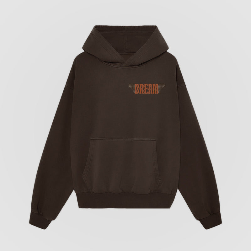Good Fortune Oversized Hoodie — Brown — Front (chest DREAM wordmark)