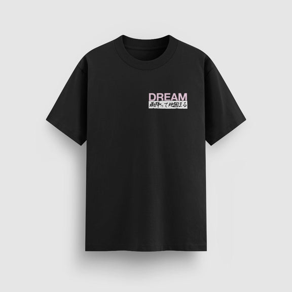 Heavy Rain black standard tee, front view - DREAM. mental health streetwear