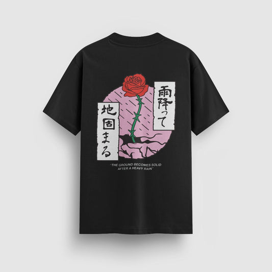 Heavy Rain black standard tee, back view - DREAM. mental health streetwear