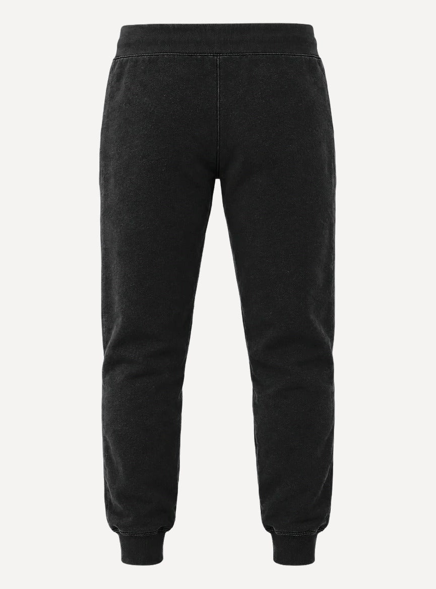 Handle With Care black joggers, back view