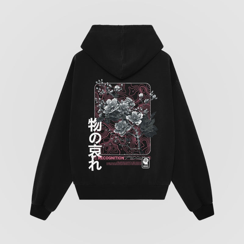 Mono No Aware black oversized hoodie back artwork