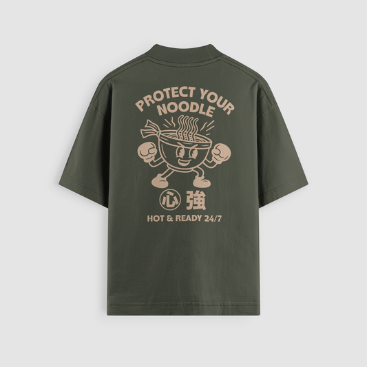 Protect Your Noodle Olive Oversized Tee by No Sad Days