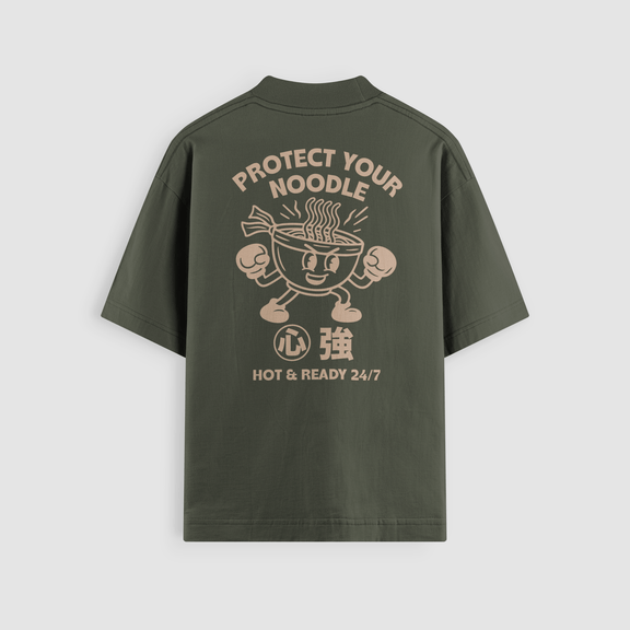 Protect Your Noodle Olive Oversized Tee by No Sad Days
