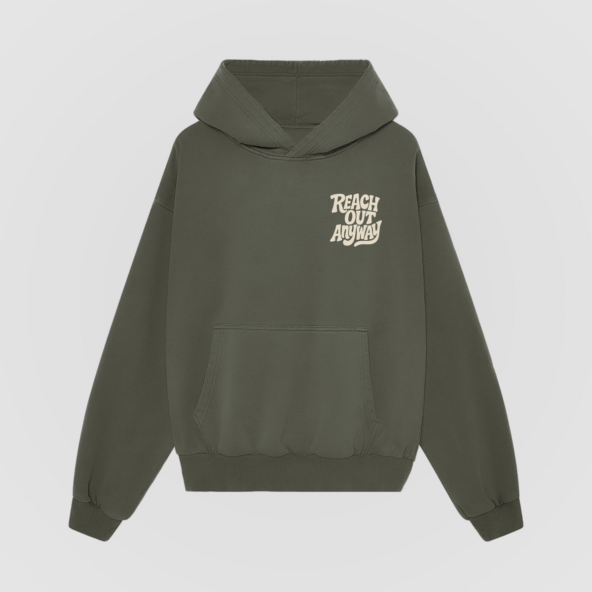 Reach Out Anyway Oversized Hoodie - Olive