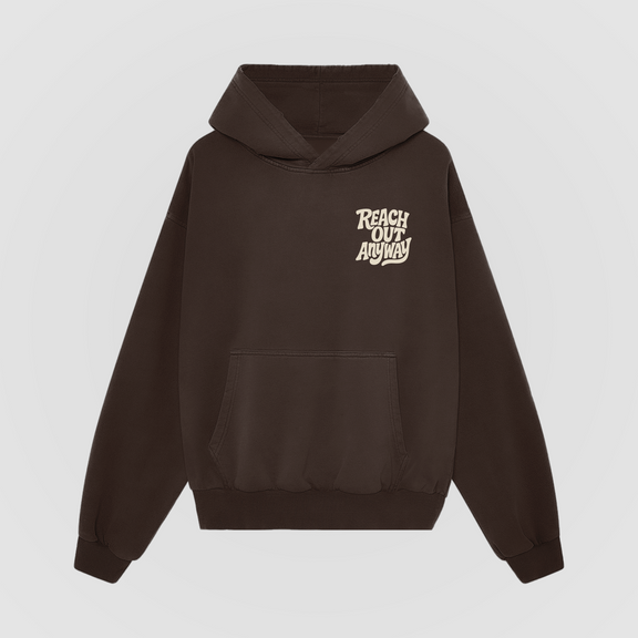 Reach Out Anyway Oversized Hoodie - Saddle Brown