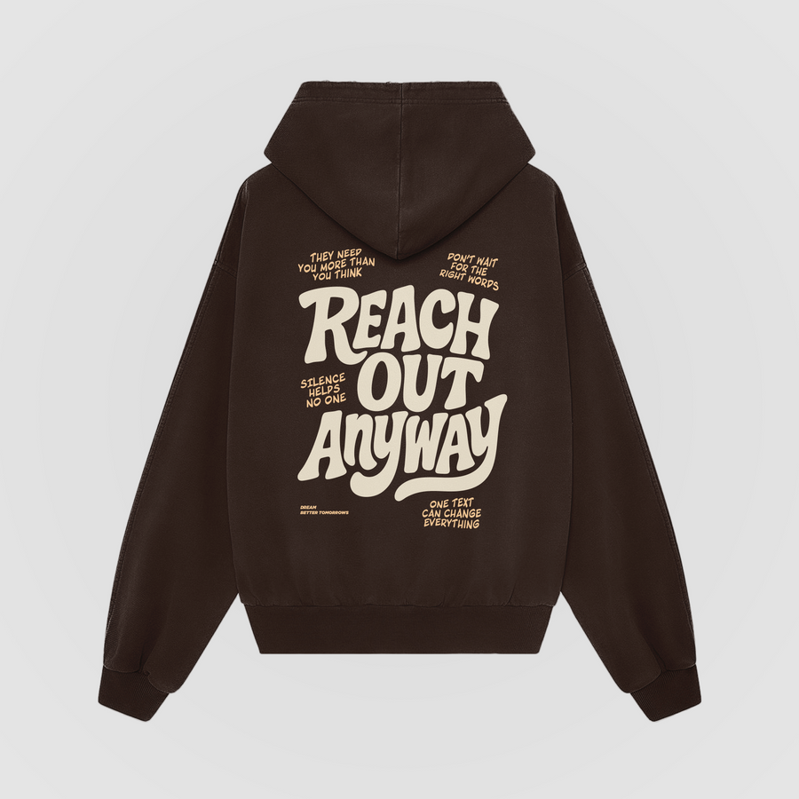 Reach Out Anyway Oversized Hoodie - Saddle Brown