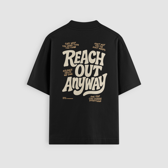 Reach Out Anyway Oversized Tee - Black
