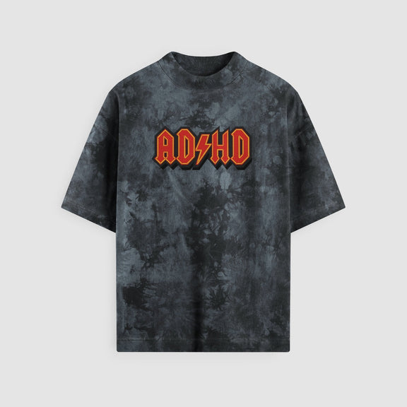 ADHD Tie-Dye Black Oversized Tee