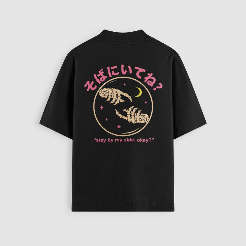 Stay By My Side black oversized tee, back view - DREAM. mental health streetwear