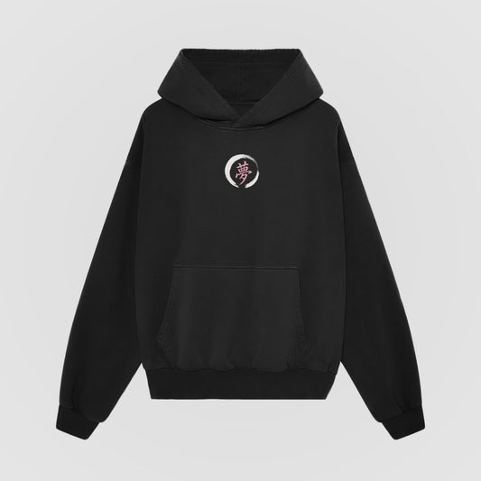Things Become Oversized Hoodie — Black — Front (chest ensō)