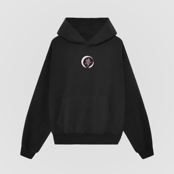 Things Become Oversized Hoodie — Black — Front (chest ensō)