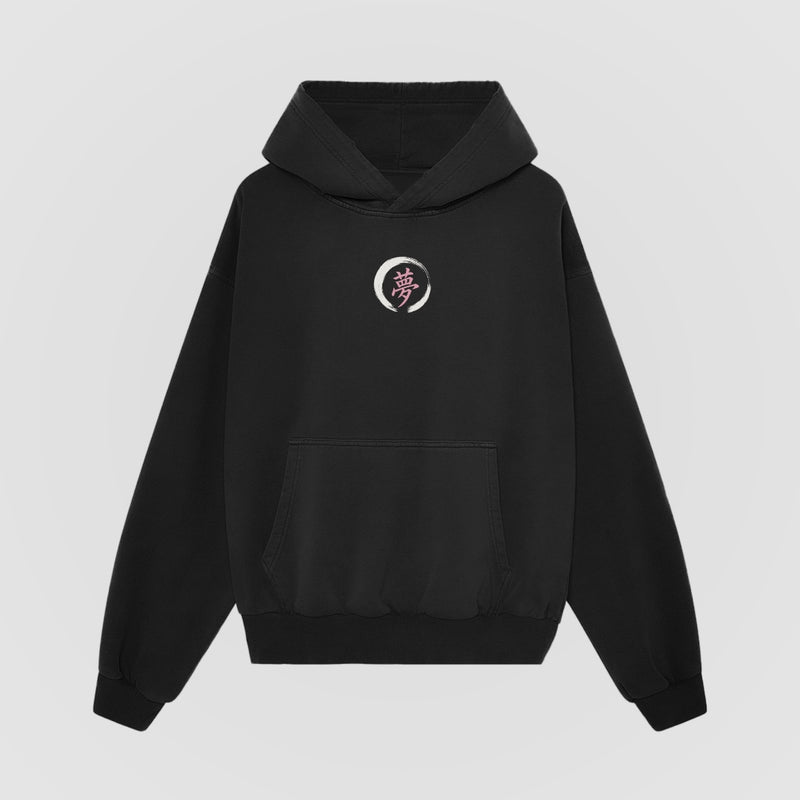 Things Become Oversized Hoodie — Black — Front (chest ensō)