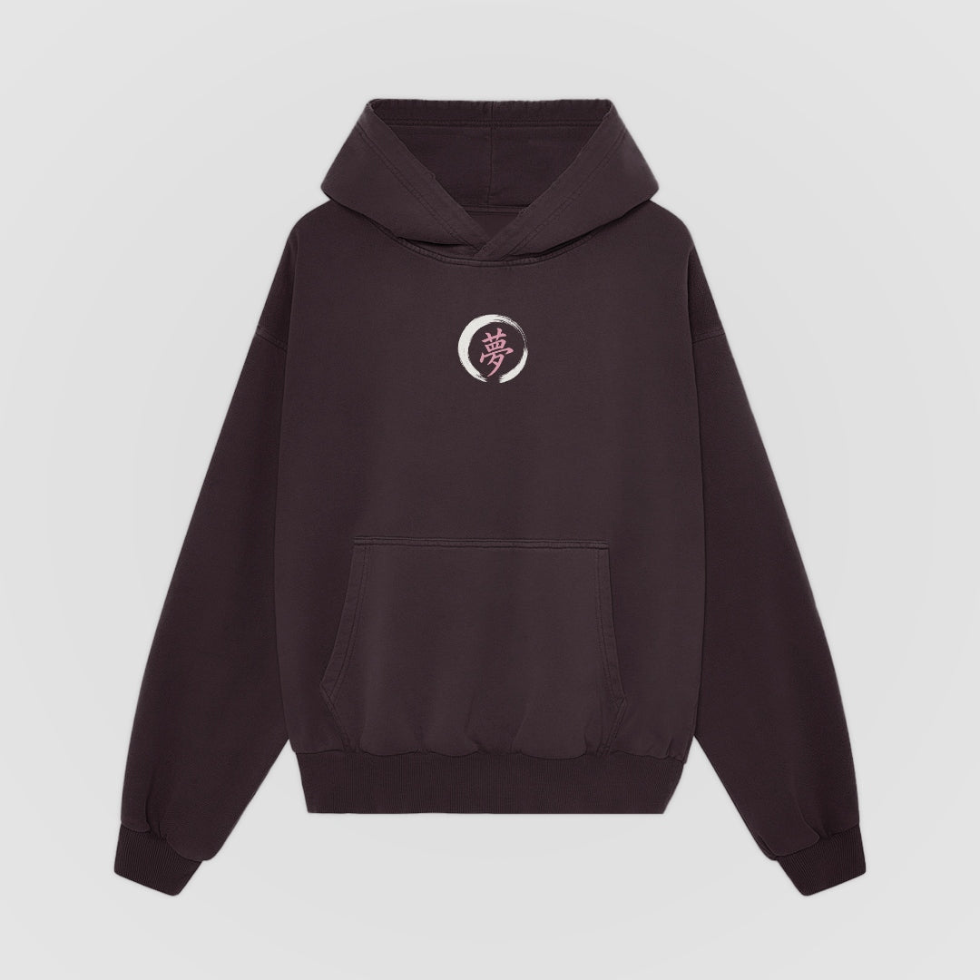 Things Become Oversized Hoodie — Mulberry — Front (chest ensō)