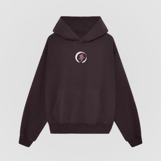 Things Become Oversized Hoodie — Mulberry — Front (chest ensō)