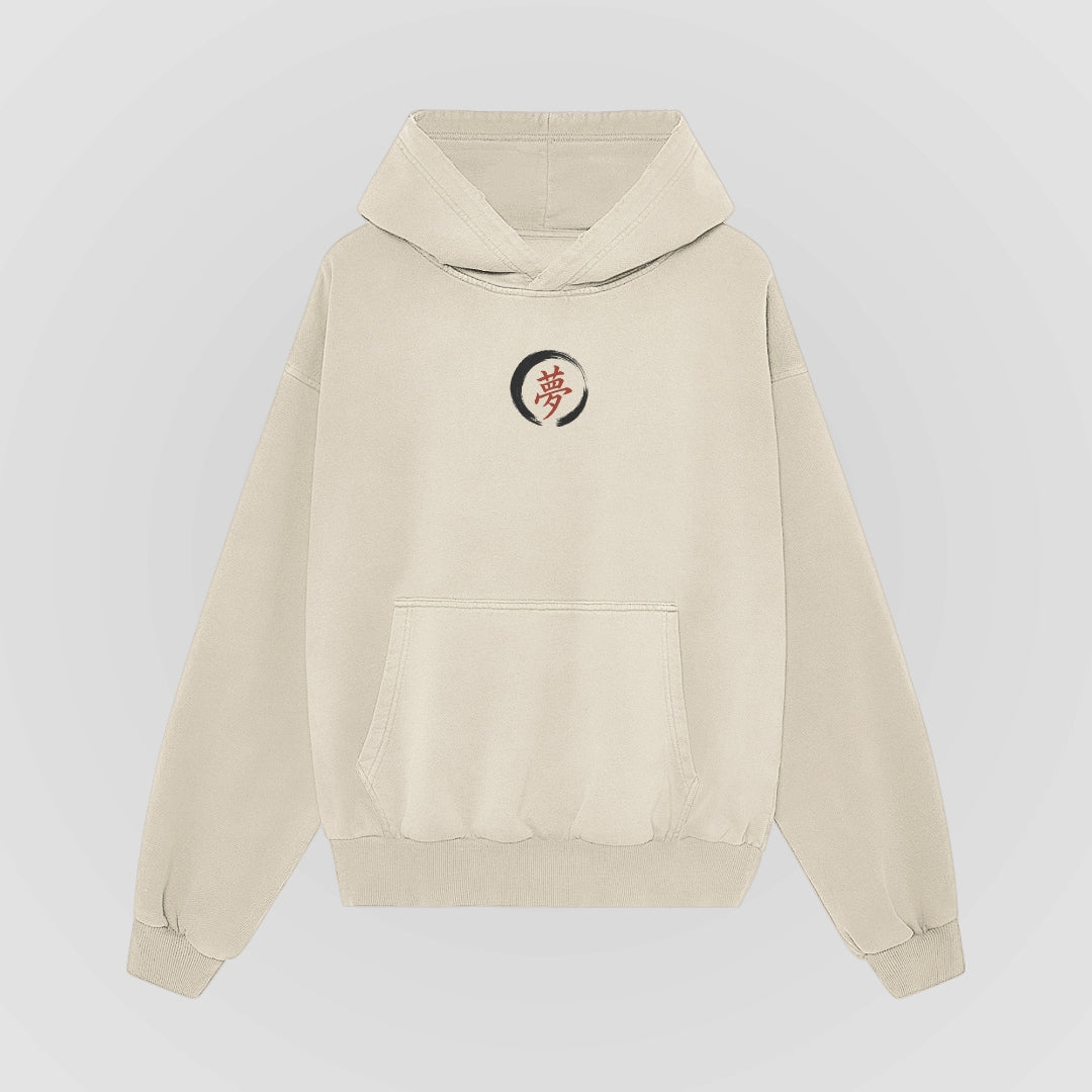Things Become Oversized Hoodie — Cream — Front (chest ensō)